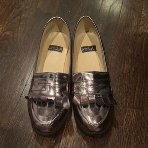 N.Y.L.A. Women's Shiny Silver Loafers